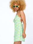 side view of model wearing Princess Polly Klaire Mini Dress Green 