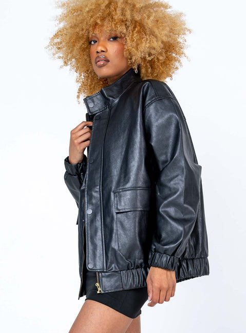 Mikela PU Jacket Black