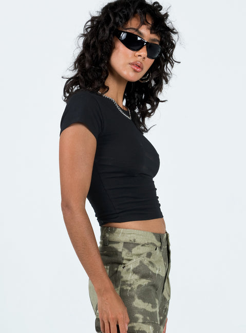 product Princess Polly Short Sleeves High Neck  Lex Top Black