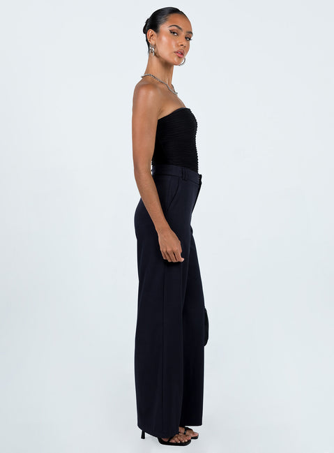 Front view of model wearing  front Princess Polly High Waisted Pants High Waisted Pants High Waisted Pants  Sultan Pants Navy