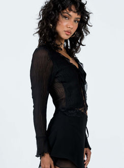 product Princess Polly Full Sleeves Crew Neck  Kareela Long Sleeve Top Black