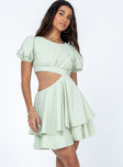 product Princess Polly Asymmetric Neckline  Our Town Mini Dress Green