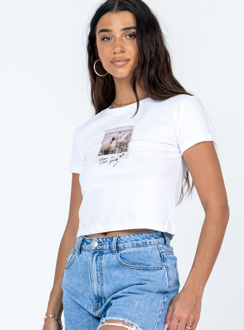 product Princess Polly Full Sleeves Crew Neck  Shake it Graphic Tee White