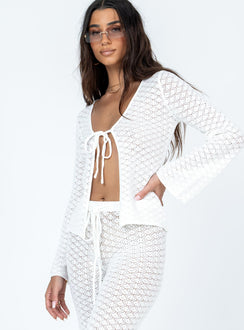product Princess Polly Full Sleeves Scoop Neck  Wild & Free Crochet Top White