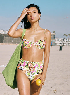 Bikini bottoms Princess Polly Exclusive 80% recycled nylon 20% spandex Floral print  High waisted Brief cut bottom Fully lined 