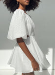 Front view of model wearing  front Princess Polly High Neck  Marano Mini Dress White