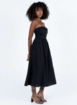 Princess Polly Asymmetric Neckline  Barina Maxi Dress Black