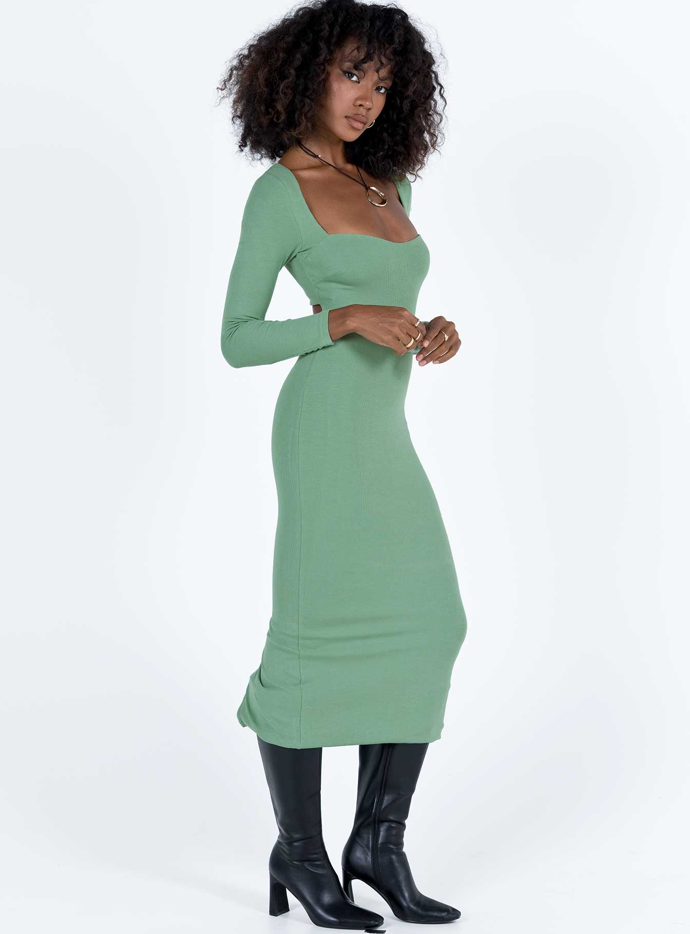 product Princess Polly High Neck  Nolan Midi Dress Green