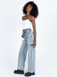 product Princess Polly High Waisted  Johnston Wide Leg Jeans Mid Wash Blue