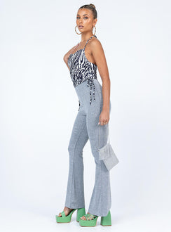 side view of model wearing Princess Polly Dolores Pants Grey 