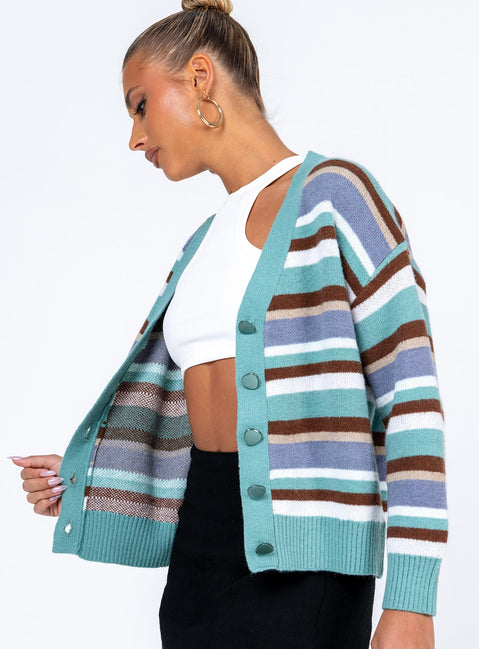 Jenga Cardigan Blue Princess Polly  Cropped 