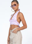 side view of model wearing Princess Polly Killara Top Multi Sleeveless Plunger 