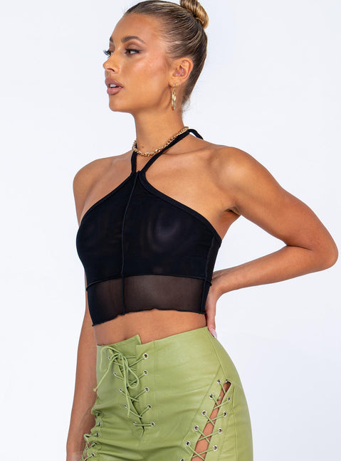 side view of model wearing Princess Polly Katie Top Black 