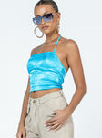 product Princess Polly Sleeveless Asymmetric Neckline  Palms Top Blue