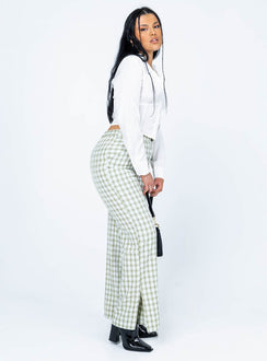 side view of model wearing Princess Polly Ringo Pants Green 