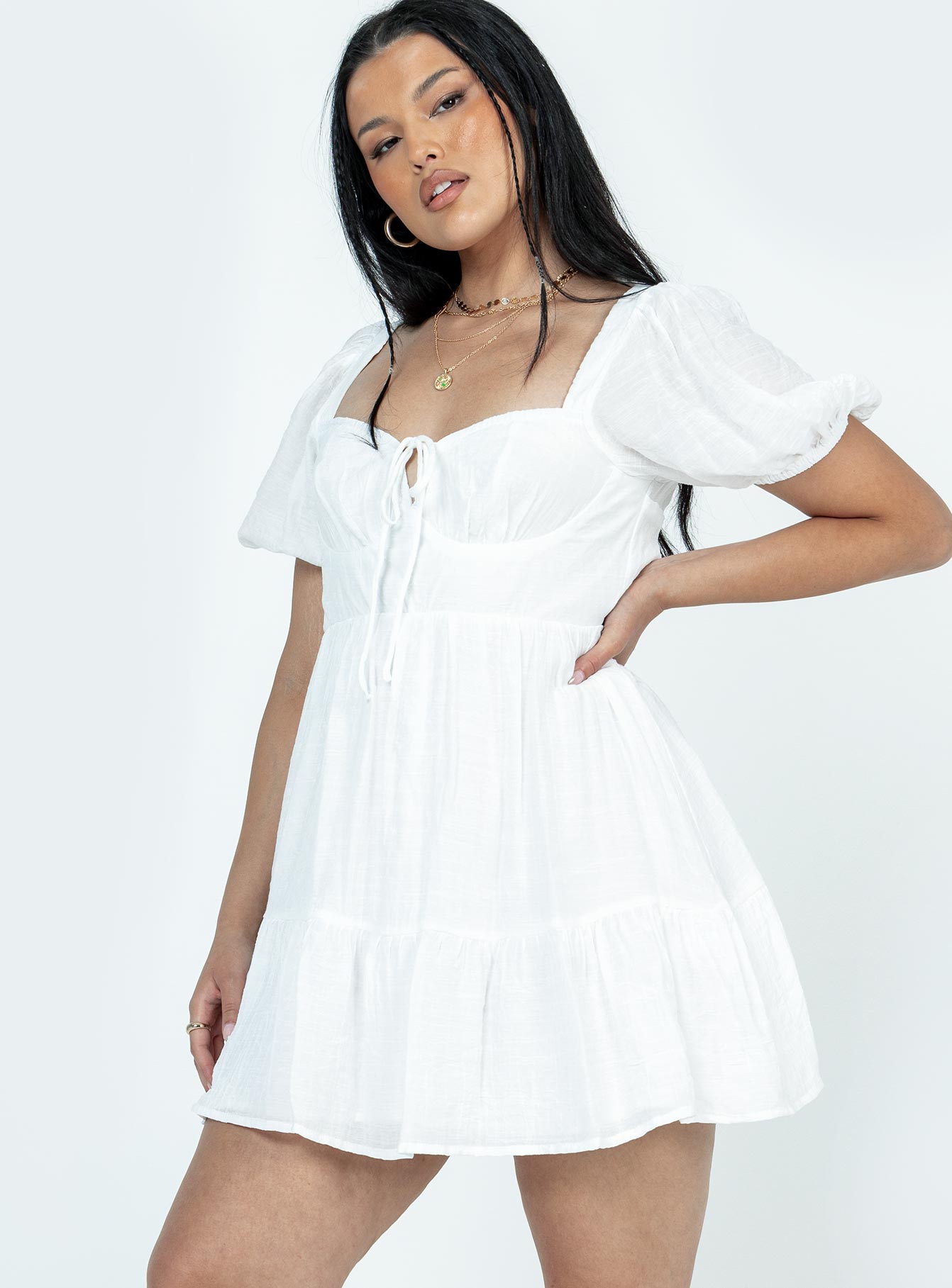 product Princess Polly Square Neck  Britten Mini Dress White
