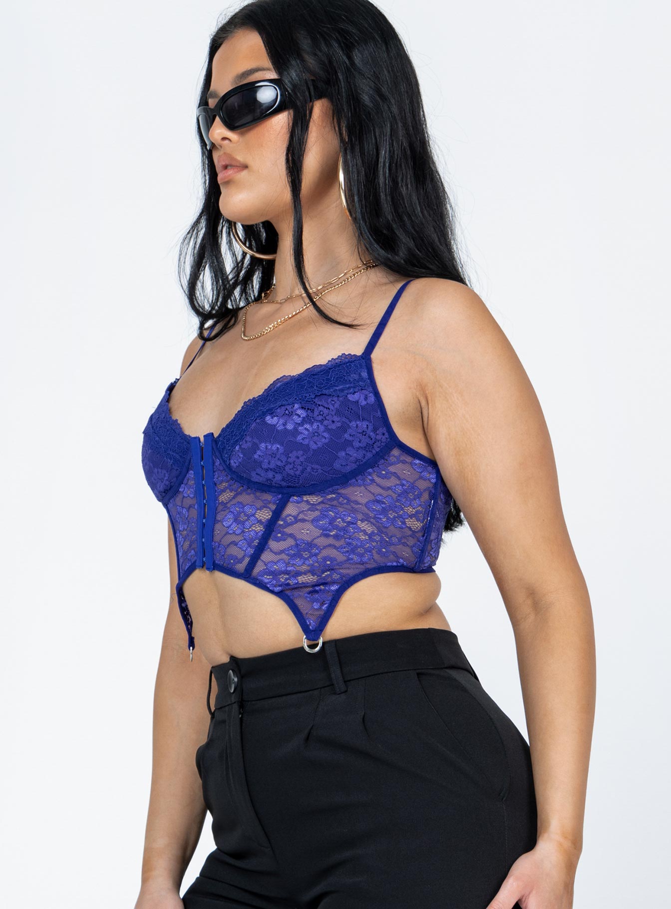 product Princess Polly Sleeveless Asymmetric Neckline  Shayna Corset Blue