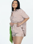 Chloe Short Sleeve Set Brown Stripe