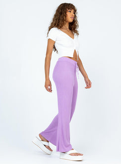 side view of model wearing Princess Polly Majid Pants Purple 