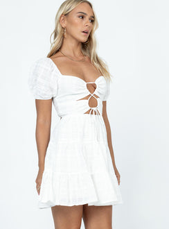 product Princess Polly High Neck  Campbell Mini Dress Short Sleeve White