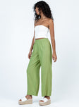 product Princess Polly High Waisted Pants High Waisted Pants High Waisted Pants  Louis Linen Blend Pants Light Green