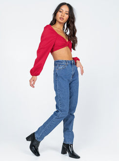 side view of model wearing Princess Polly Montenegro Skinny Denim Jeans High Waisted 