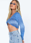 side view of model wearing Princess Polly Ilina Sweater Blue 