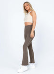 side view of model wearing Princess Polly Wendy Knit Pants Brown 