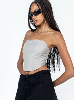 product Princess Polly Sleeveless Asymmetric Neckline  Halford Bustier Top Houndstooth