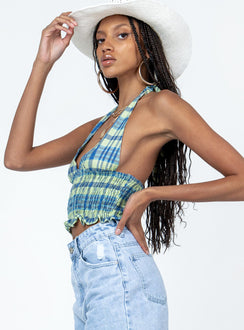 product Princess Polly Sleeveless Scoop Neck  Motel Naoki Top Colourpop Check Blue