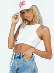 White crop top Slightly sheer Twist sleeves