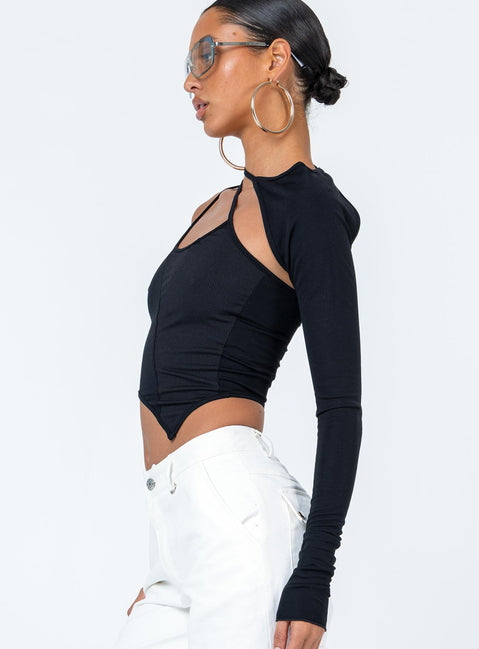 product Princess Polly Sleeveless High Neck  Ashbury Long Sleeve Top Black