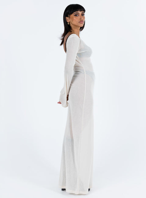 product Princess Polly High Neck  Sarelle Low Back Knit Maxi Dress Beige