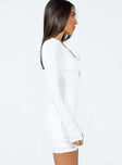 side view of model wearing Princess Polly Trixibelle Mini Dress White 