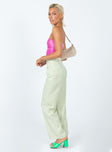 side view of model wearing Princess Polly Archer Pants Green Check 