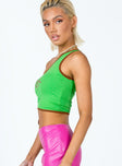 side view of model wearing Princess Polly Fly With Me Top Green 