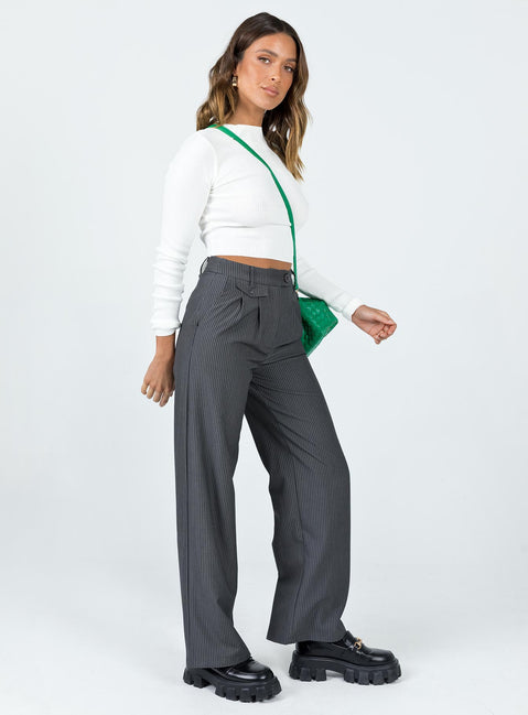 side view of model wearing Princess Polly Karcher Pants Black 