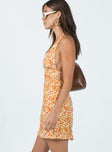 product Princess Polly Crew Neck  Motel Leana Dress Ditsy Tangerine Yellow