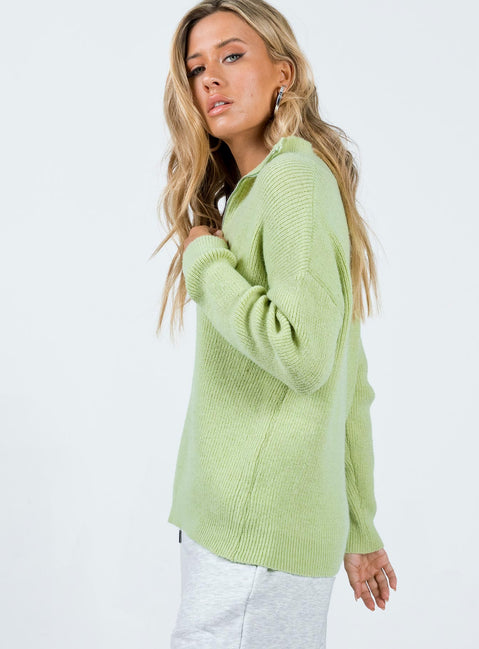 Bessy Knit Sweater Sage Princess Polly  regular 