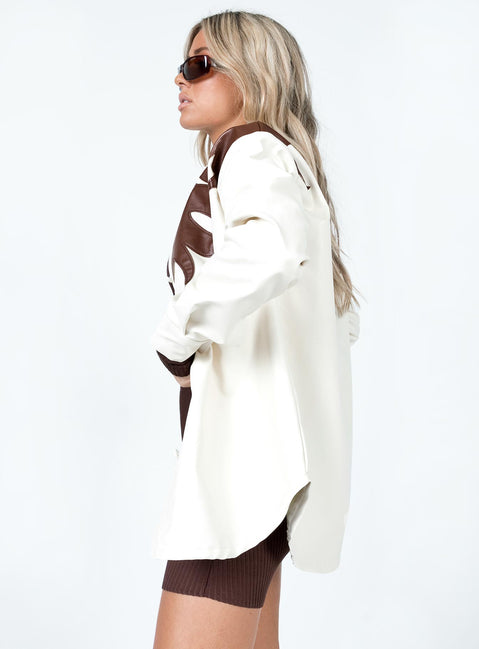 Jacket Faux leather material  Western design  Classic collar  Button front fastening  Rounded hem  Single button cuff 