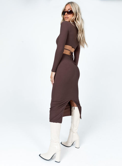 product Princess Polly High Neck  Nolan Midi Dress Brown