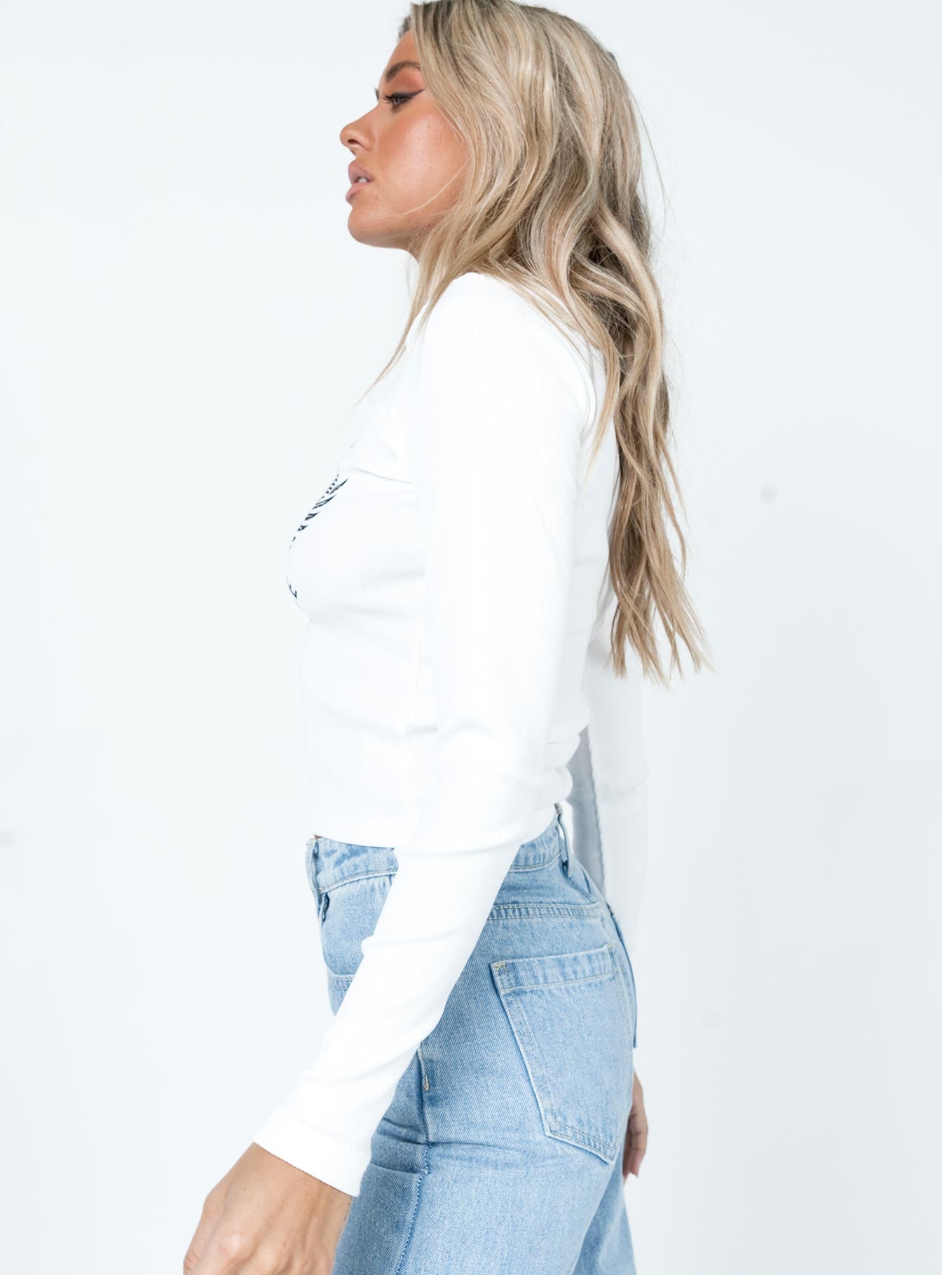 product Princess Polly Full Sleeves High Neck  Beatrix Long Sleeve Tee White