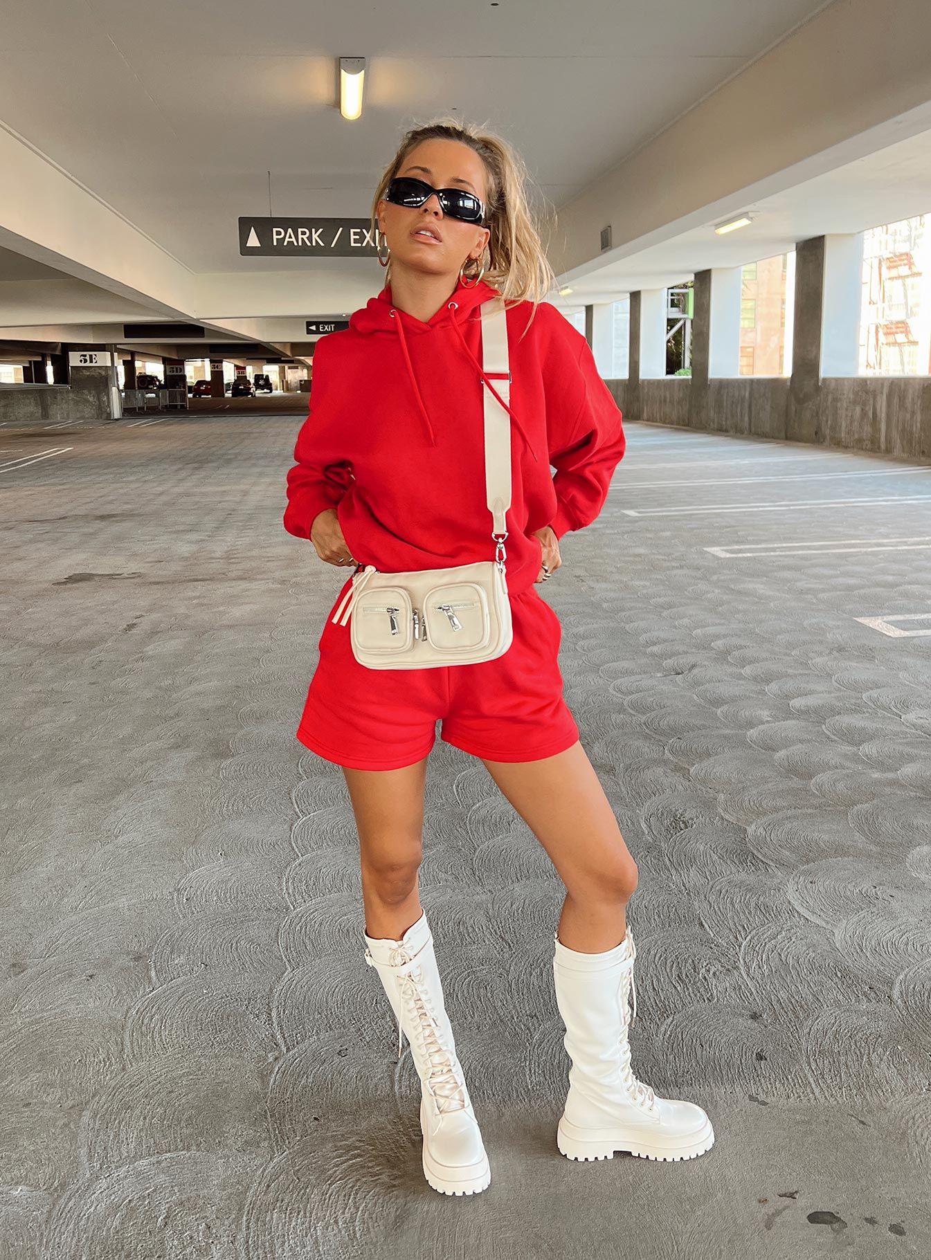 Voce Hoodie Red Princess Polly  Cropped 