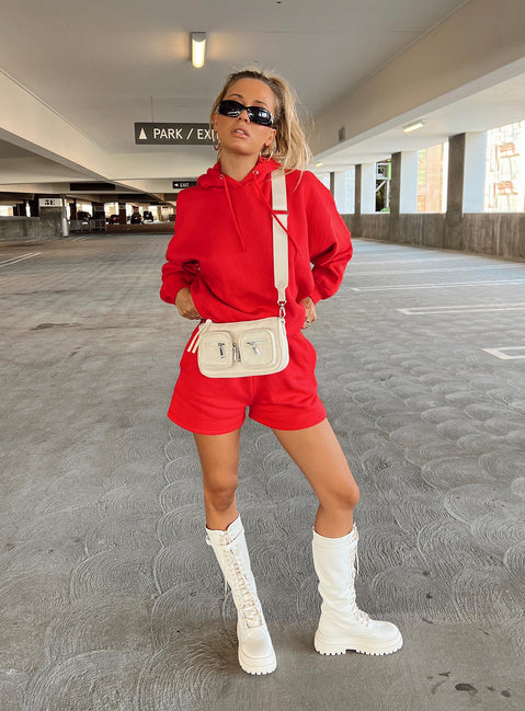 Voce Hoodie Red Princess Polly  Cropped 