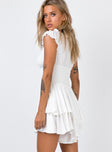 White romper Soft textured material Can be worn on or off the shoulder Shirred waistband Ruffle detailing Elasticated neck and sleeves Good stretch   Fully lined