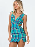 Princess Polly   Emeri Mini Dress Green Check