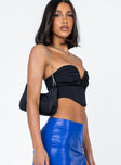 side view of model wearing Princess Polly Pascoe Strapless Top Black Sleeveless Sweetheart 