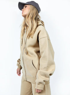 Hoda Zip Up Jacket Beige Princess Polly  regular 