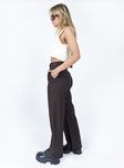 side view of model wearing Princess Polly Karcher Pants Brown 