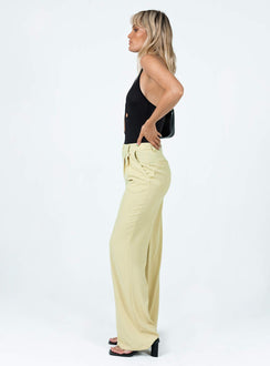side view of model wearing Princess Polly Vania Pants Green 